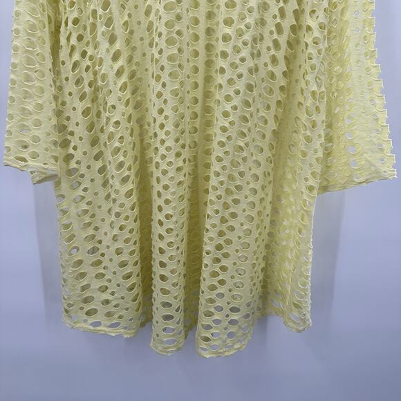 Lulu B Top Shirt Tunic Womens 1X Yellow Cutout Beachy Resort Colorful Tropical - Picture 5 of 12